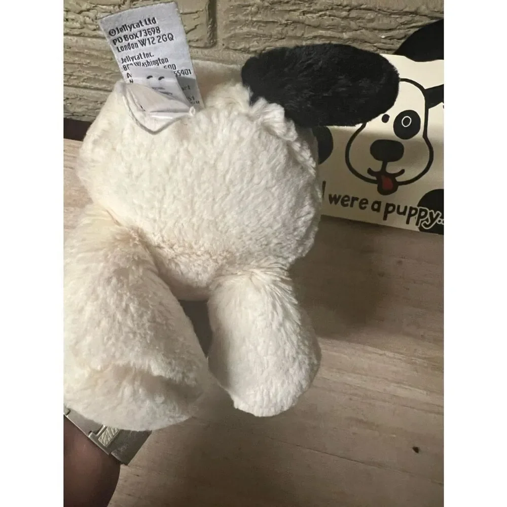 Jellycat Black & White Spot Puppy Plush Dog Toy and jellycat book